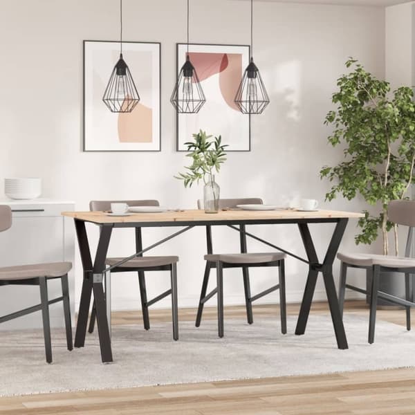 vidaXL Spisebord Y-ramme 160x80x75 cm heltre furu og stål