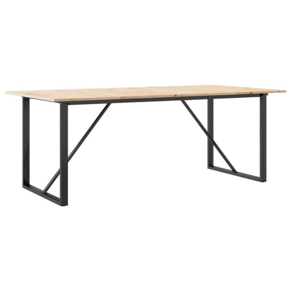 vidaXL Matbord O-ram 200x100x75 cm massiv furu och gjutjärn