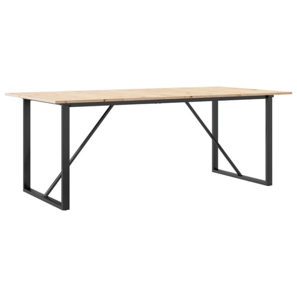vidaXL Matbord O-ram 200x100x75 cm massiv furu och gjutjärn