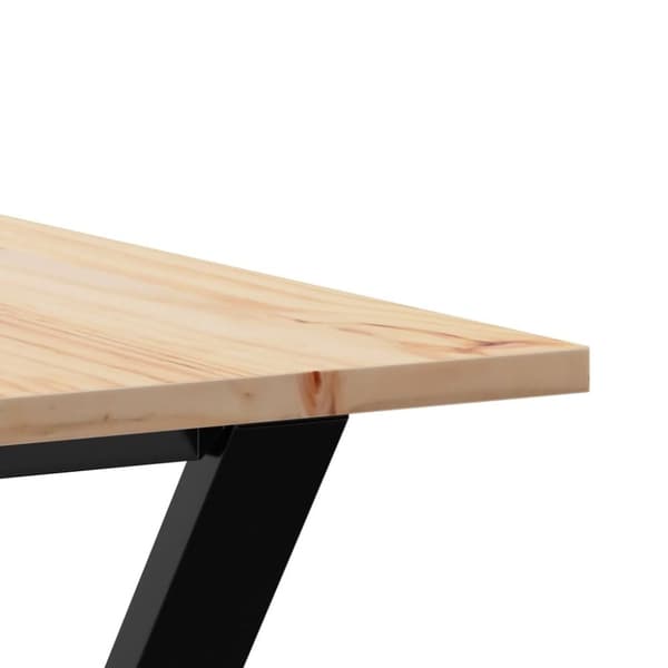 vidaXL spisebord 160x80x75 cm Y-stel massivt fyrretræ og støbejern