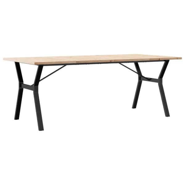 vidaXL spisebord 200x100x75,5 cm Y-stel massivt fyrretræ og støbejern