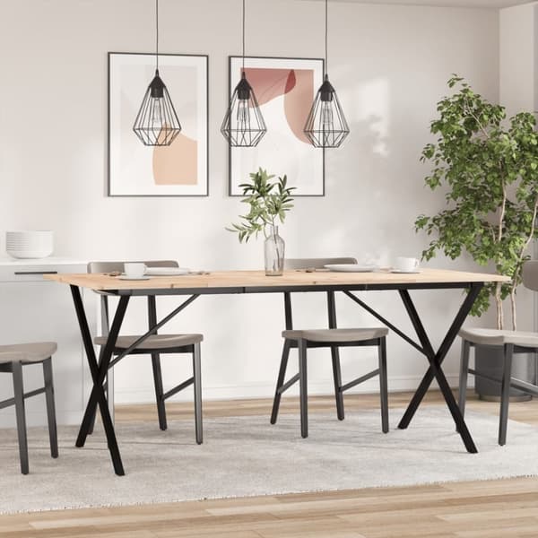 vidaXL Ruokapöytä X-runko 180x90x75 cm täysi mänty ja terästä