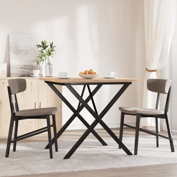 vidaXL Spisebord X-ramme 80x80x75,5 cm heltre furu og stål