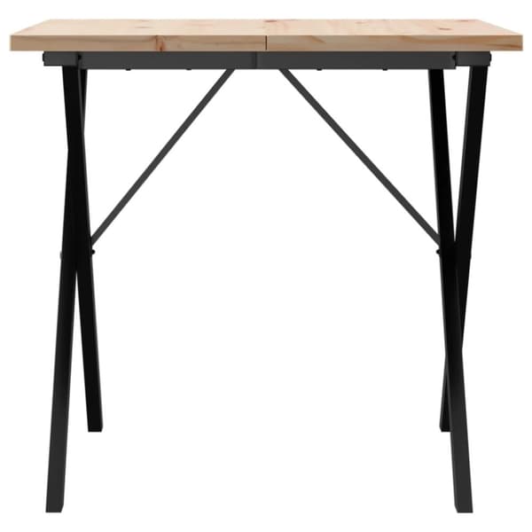 vidaXL Spisebord X-ramme 80x80x75,5 cm heltre furu og stål