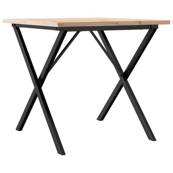 vidaXL Spisebord X-ramme 80x80x75,5 cm heltre furu og stål