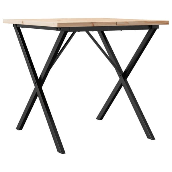 vidaXL Ruokapöytä X-runko 80x80x75,5 cm täysi mänty ja terästä