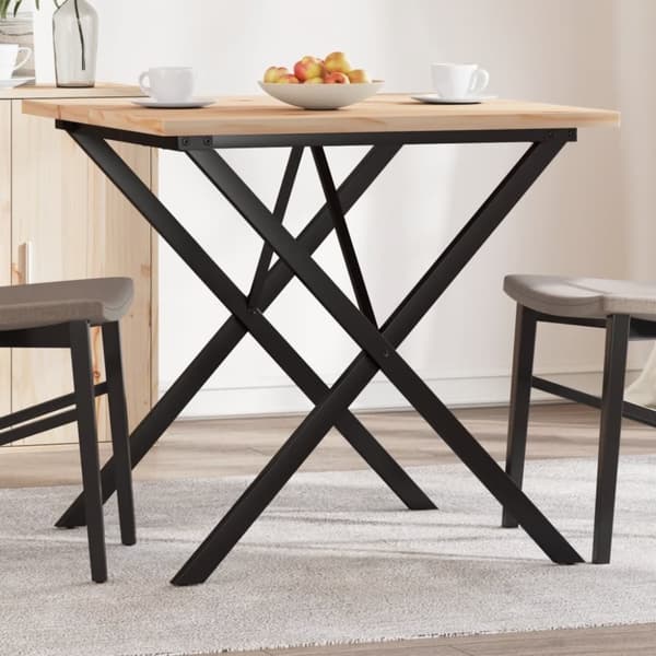 vidaXL Ruokapöytä X-runko 80x80x75,5 cm täysi mänty ja terästä