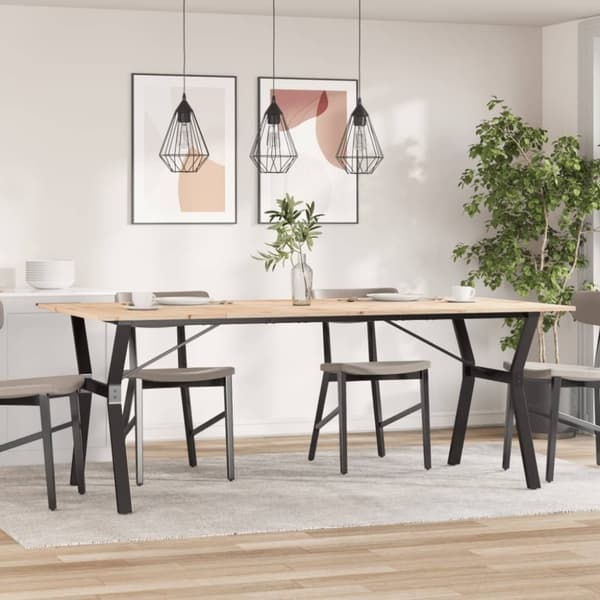 vidaXL Ruokapöytä Y-runko 200x100x75 cm täysi mänty ja terästä