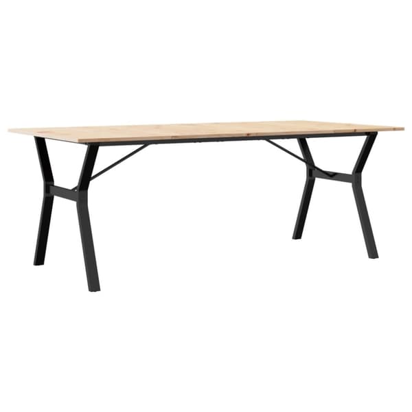 vidaXL Ruokapöytä Y-runko 200x100x75 cm täysi mänty ja terästä