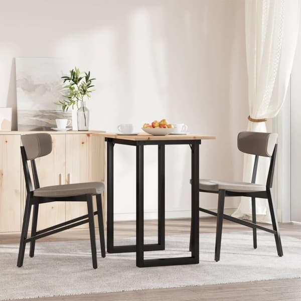 vidaXL spisebord 80x50x75 cm O-stel massivt fyrretræ og støbejern
