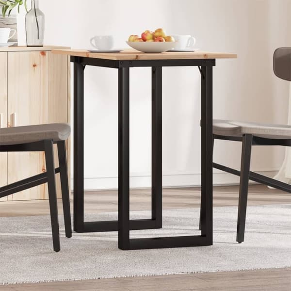 vidaXL spisebord 80x50x75 cm O-stel massivt fyrretræ og støbejern