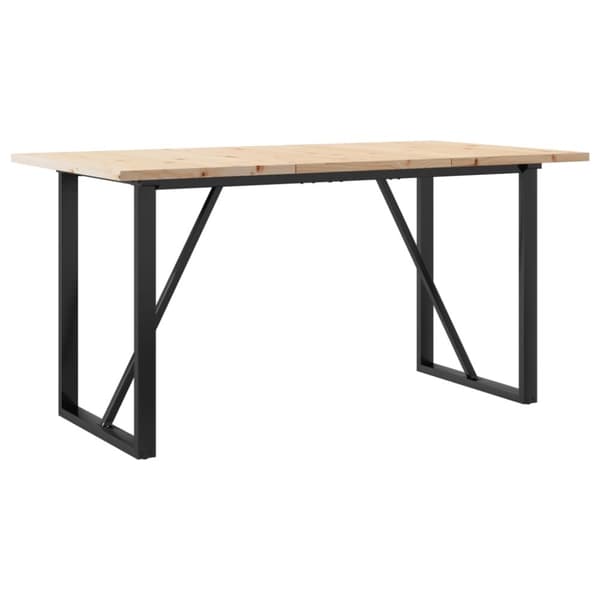 vidaXL spisebord 140x80x75,5 cm O-stel massivt fyrretræ og støbejern