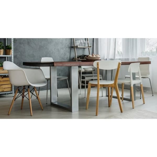 Set med 2 Velden designstålben för matbord Industriell stil för gör-det-själv, rostfritt stål-80 cm