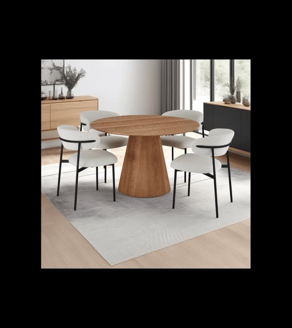 Rootz ruokapöytä - Pyöreä pöytä - Keittiön pöytä - MDF ja viilu - Tyylikäs muotoilu - Tilatehokas - Vakaa ja tukeva - 120cm x 120cm x 76cm