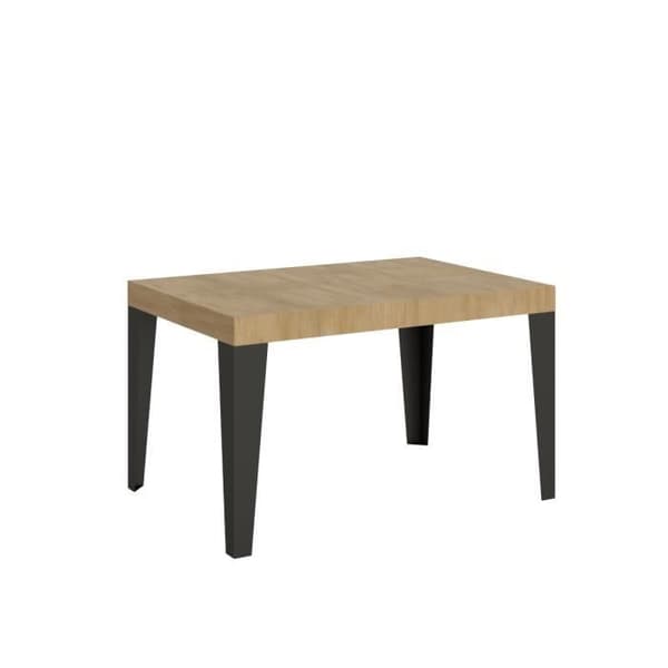 Utdragbart bord - Flame - Natural Oak - Antracit ram - 90x120/224 cm