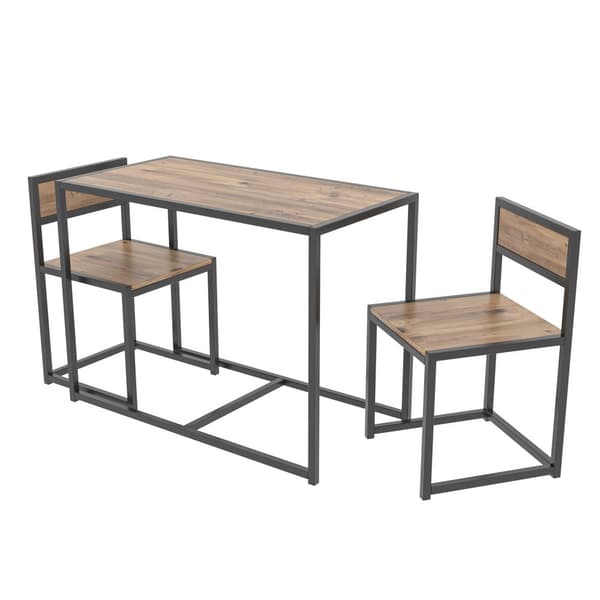 Chic Home Benjamin pieni ruokapöytä + 2 tuolia, ruskea/musta