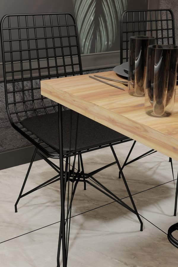 Chic Home Noora ruokapöytä 120 cm + 4 tuolia, beige/musta