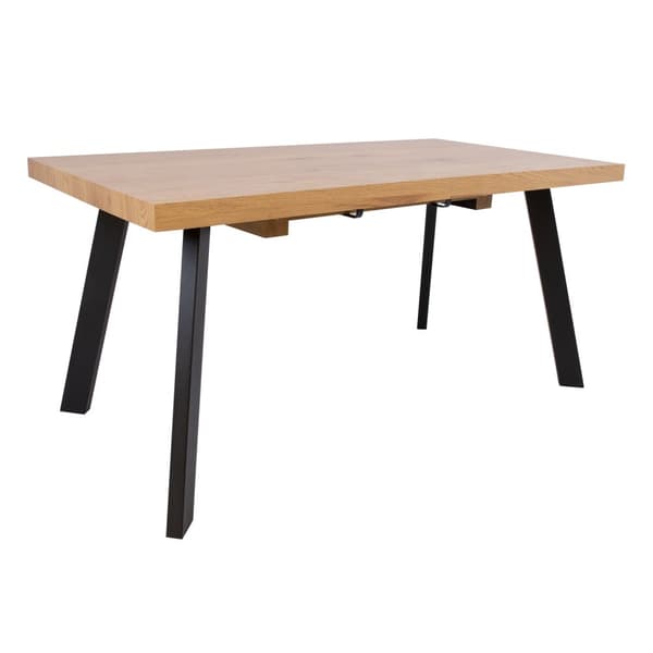 Ruokapöytä BRIGIT 159/198x84.5xK77cm, metallijalat, puujäljitelmäkansi, ruskea/musta