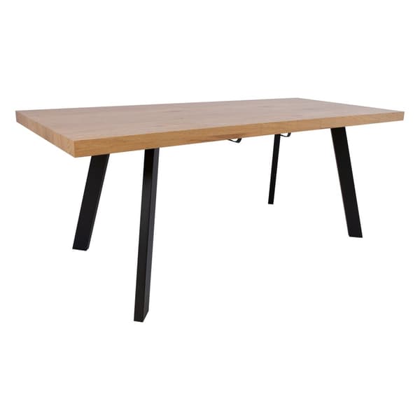 Ruokapöytä BRIGIT 159/198x84.5xK77cm, metallijalat, puujäljitelmäkansi, ruskea/musta