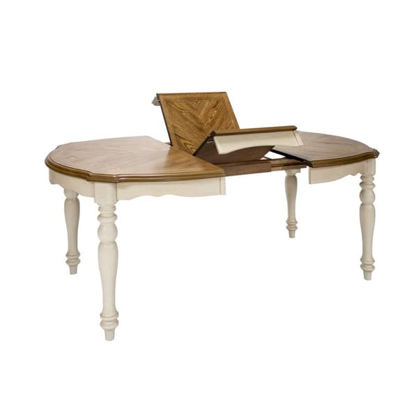 Ruokapöytä LILY 137/182x106.5xK76cm, kumipuurunko, jatkettava, viilutettu, ruskea/valkoinen