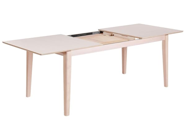 Ruokapöytä vaalea MDF-levy kumipuu 180/240 x 90 x 75 cm jatkettava kuudelle hengelle suorakulmio skandinaavinen tyyli