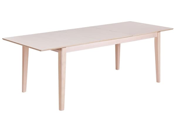 Ruokapöytä vaalea MDF-levy kumipuu 180/240 x 90 x 75 cm jatkettava kuudelle hengelle suorakulmio skandinaavinen tyyli
