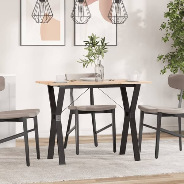 Ruokapöytä Y-runko 100x50x75 cm täysi mänty ja valurauta