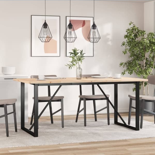 Matbord O-ram 180x90x75,5 cm massiv furu och gjutjärn