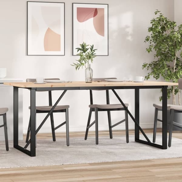 Matbord O-ram 180x90x75,5 cm massiv furu och gjutjärn