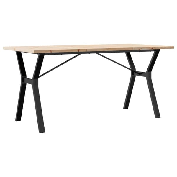 spisebord 140x80x75,5 cm Y-stel massivt fyrretræ og støbejern