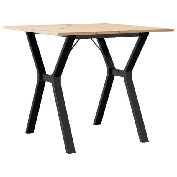 spisebord 80x80x75 cm Y-stel massivt fyrretræ og støbejern