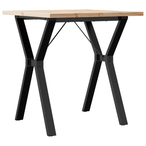 spisebord 70x70x75,5 cm Y-stel massivt fyrretræ og støbejern