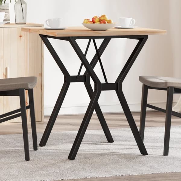 spisebord 70x70x75,5 cm Y-stel massivt fyrretræ og støbejern