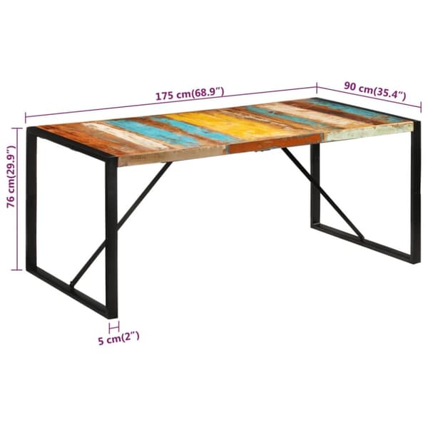 Matbord 120x90x76 cm massivt återvunnet trä