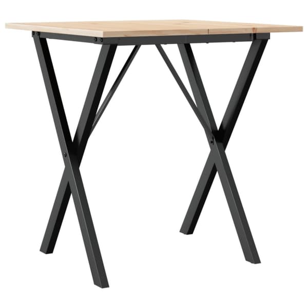 spisebord 70x70x75 cm X-stel massivt fyrretræ og støbejern