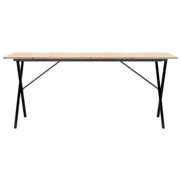 spisebord 180x90x75 cm X-stel massivt fyrretræ og støbejern