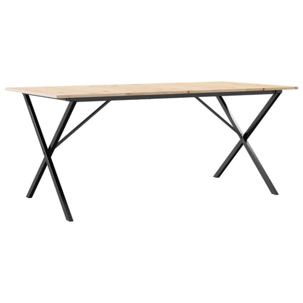 spisebord 180x90x75 cm X-stel massivt fyrretræ og støbejern