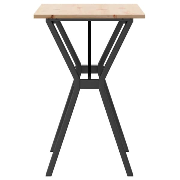 Ruokapöytä Y-runko 80x50x75 cm täysi mänty ja valurauta