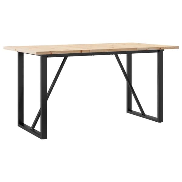 spisebord 140x80x75,5 cm O-stel massivt fyrretræ og støbejern