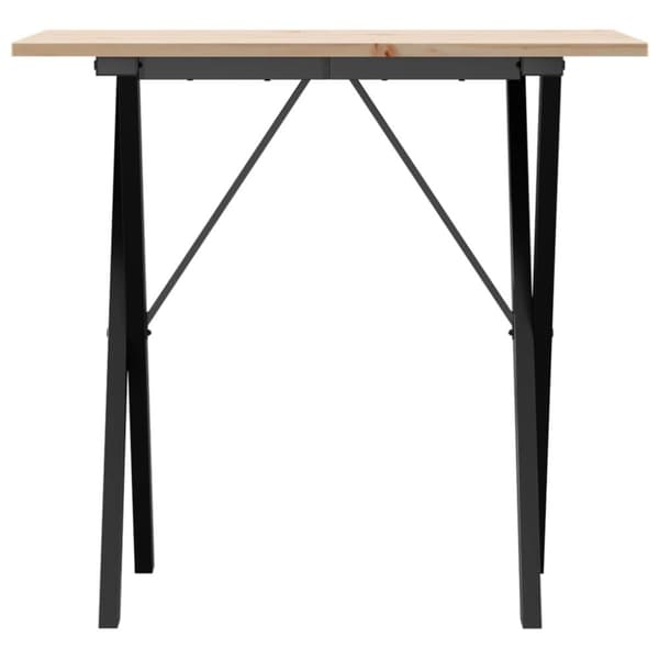 Ruokapöytä X-runko 80x50x75 cm täysi mänty ja valurauta