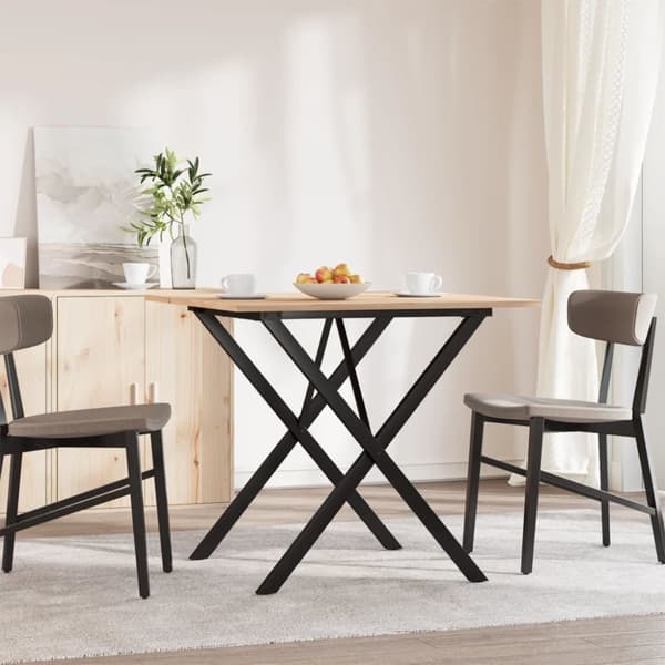 Matbord X-ram 90x90x75 cm massiv furu och gjutjärn