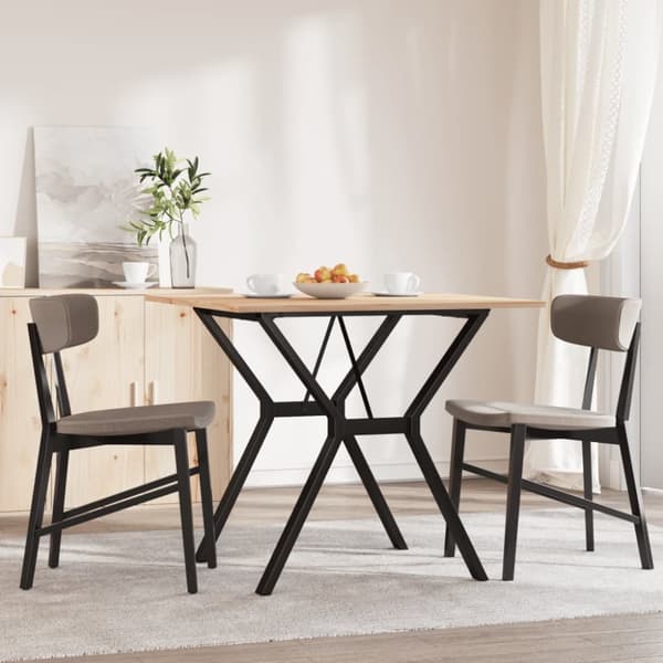 spisebord 90x90x75 cm Y-stel massivt fyrretræ og støbejern