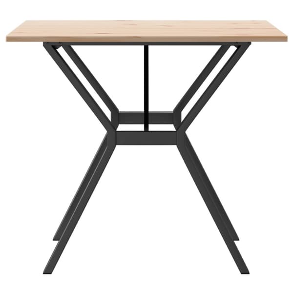 spisebord 90x90x75 cm Y-stel massivt fyrretræ og støbejern