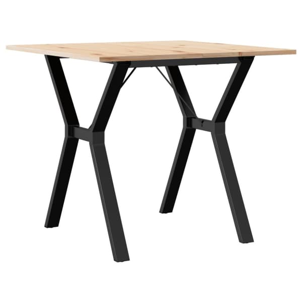 spisebord 90x90x75 cm Y-stel massivt fyrretræ og støbejern