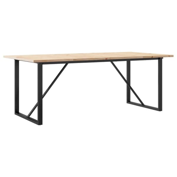 spisebord 200x100x75,5 cm O-stel massivt fyrretræ og støbejern