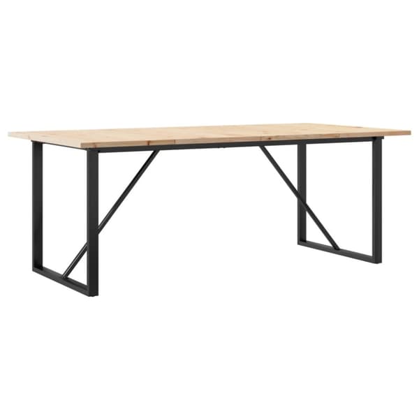 spisebord 200x100x75,5 cm O-stel massivt fyrretræ og støbejern