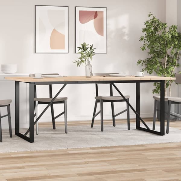 spisebord 200x100x75,5 cm O-stel massivt fyrretræ og støbejern