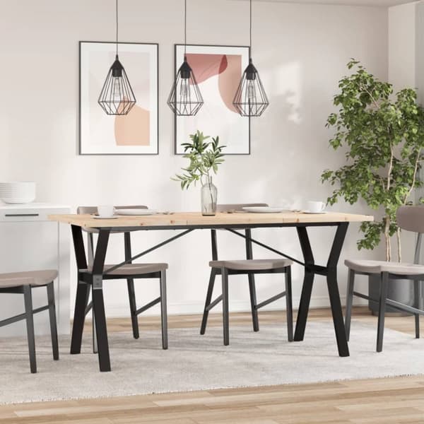 spisebord 160x80x75,5 cm Y-stel massivt fyrretræ og støbejern