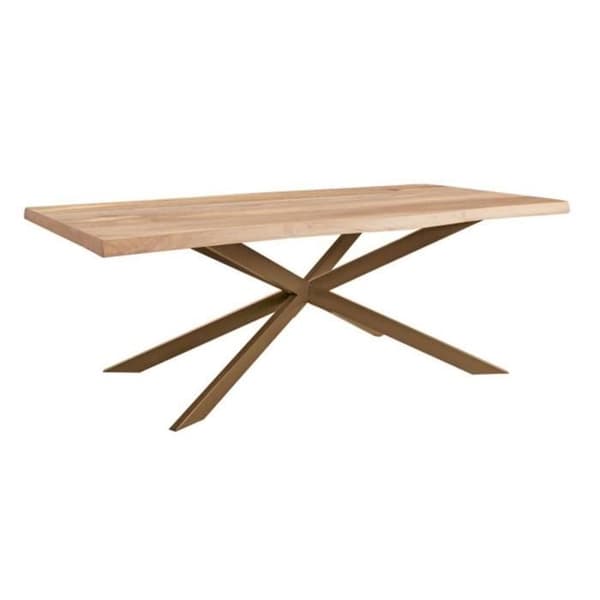 Matbord 220x100x77 cm natur och brons - RULIO
