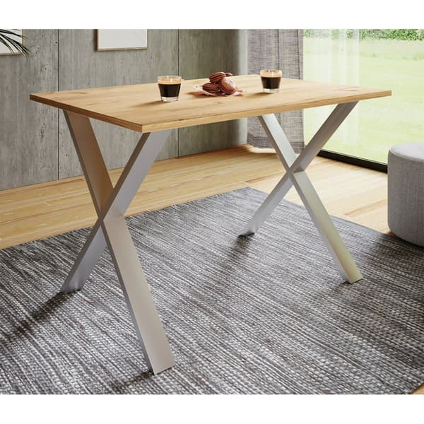 XonaX spisebord 140x50 eik dekor, sølvfarget.